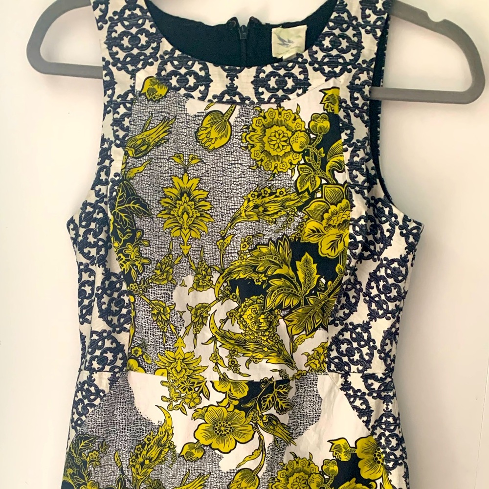 Anthropologie Vintage Navy/Green Printed Dress 4